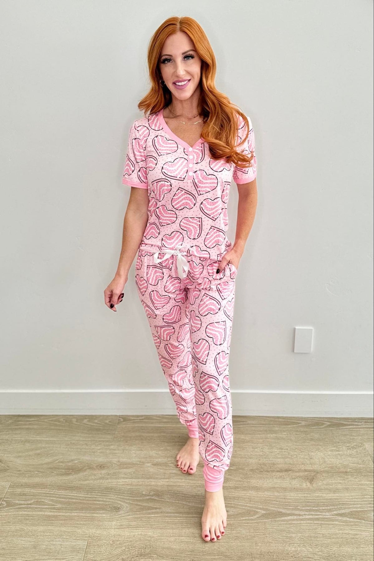 Short Sleeve Jogger PJ Set-#4-Heart Cake