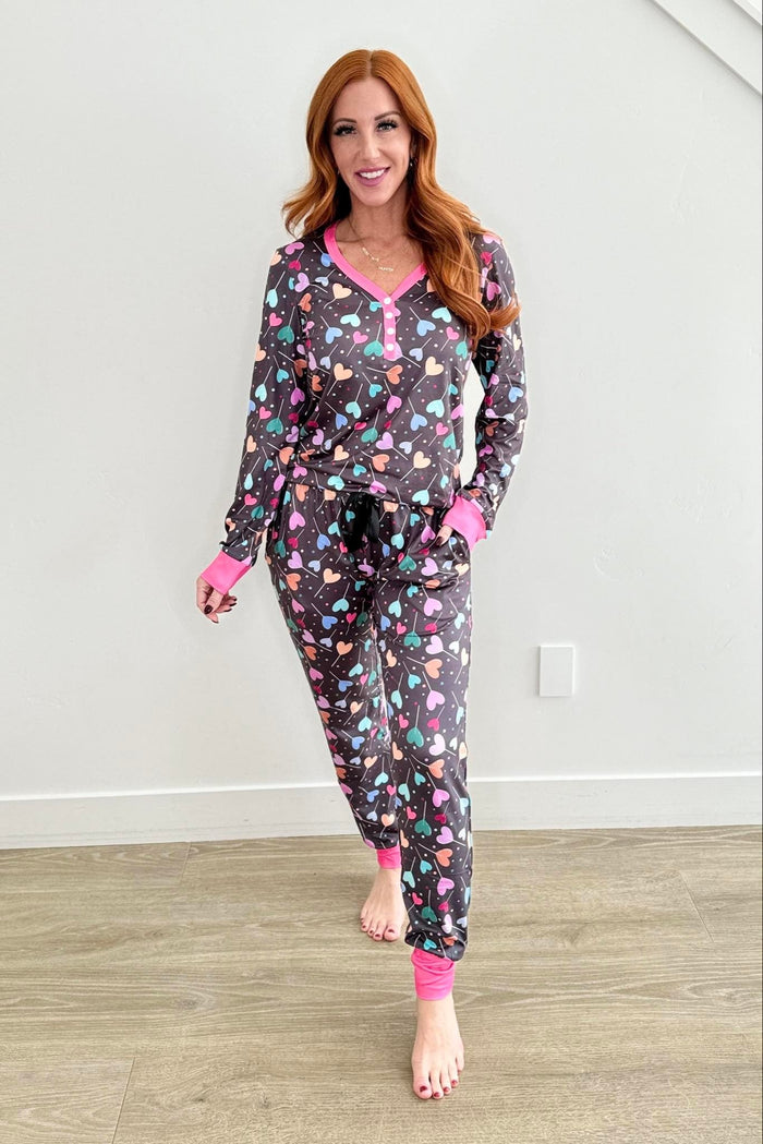 Valentines Day PJ Set-#1-Grey Heart Candy