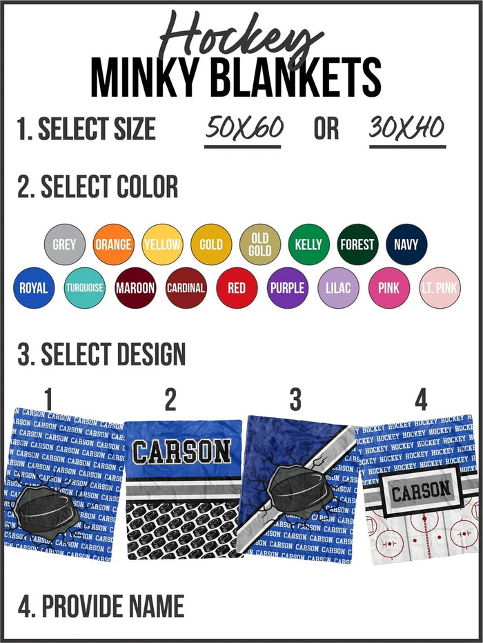 Hockey Minky Custom Blanket - Mack and Mav Boutique 