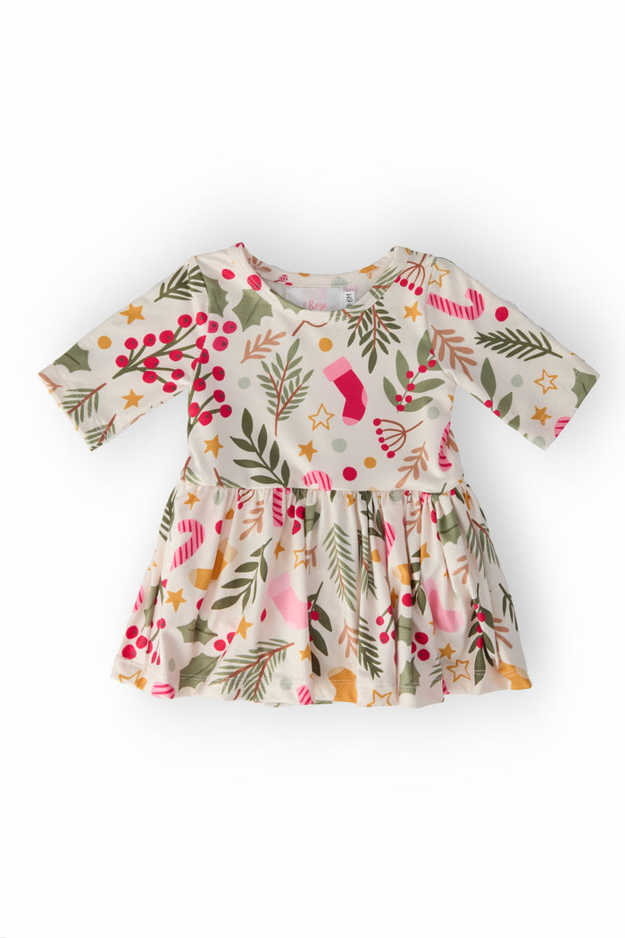 Holly Jolly Christmas 3/4 Sleeve Twirl Bodysuit