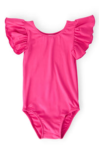Hot Pink S/S Flutter Sleeve Leotard