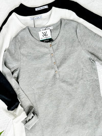 IN STOCK Harper Long Sleeve Henley - Black FINAL SALE