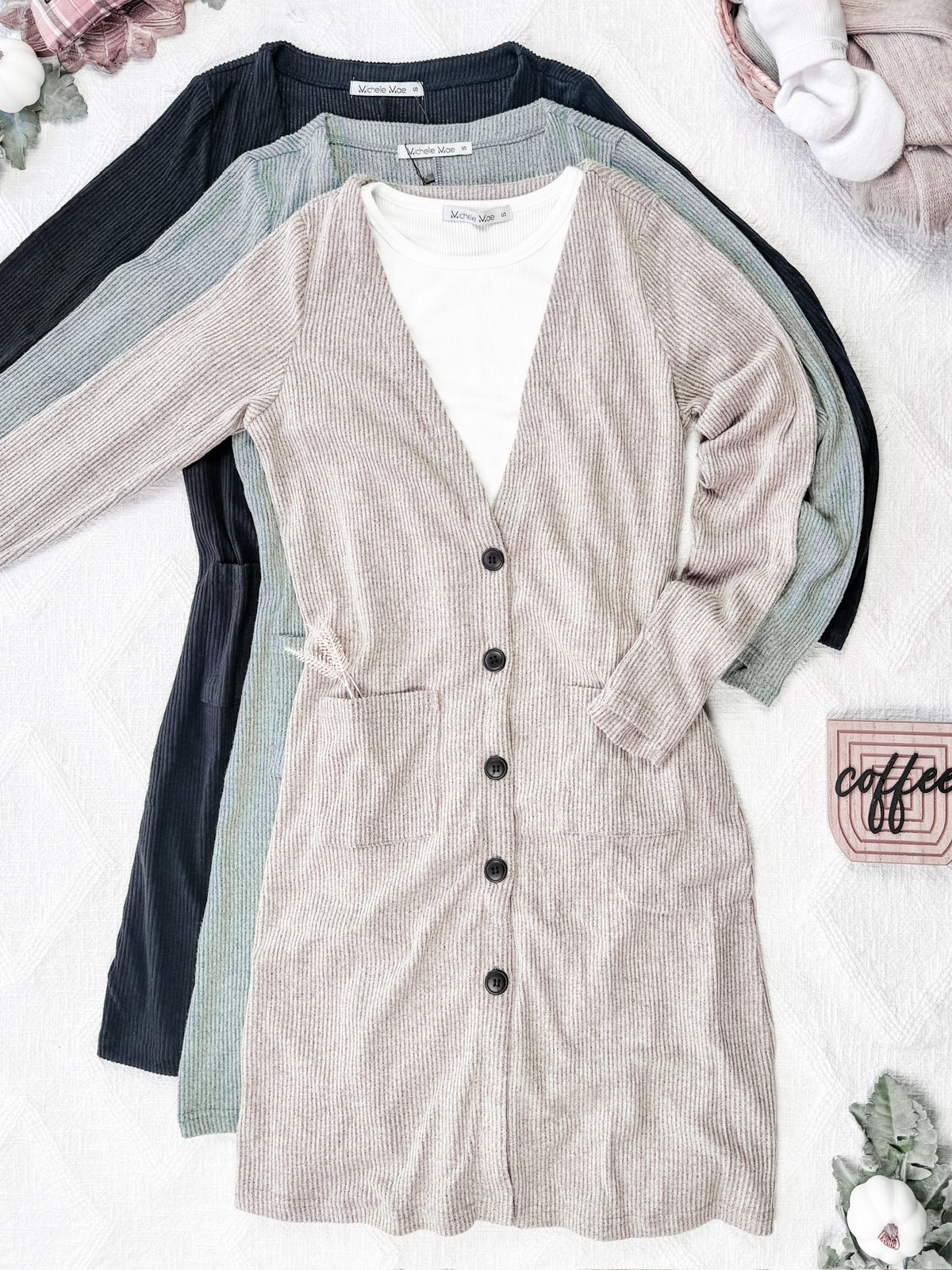 IN STOCK Knit Colbie Ribbed Cardigan - Mocha FINAL SALE