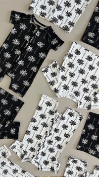 Bamboo Shorty Romper  | Palm Style Black