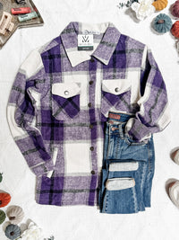 IN STOCK Norah Plaid Shacket - Purple Mix FINAL SALE