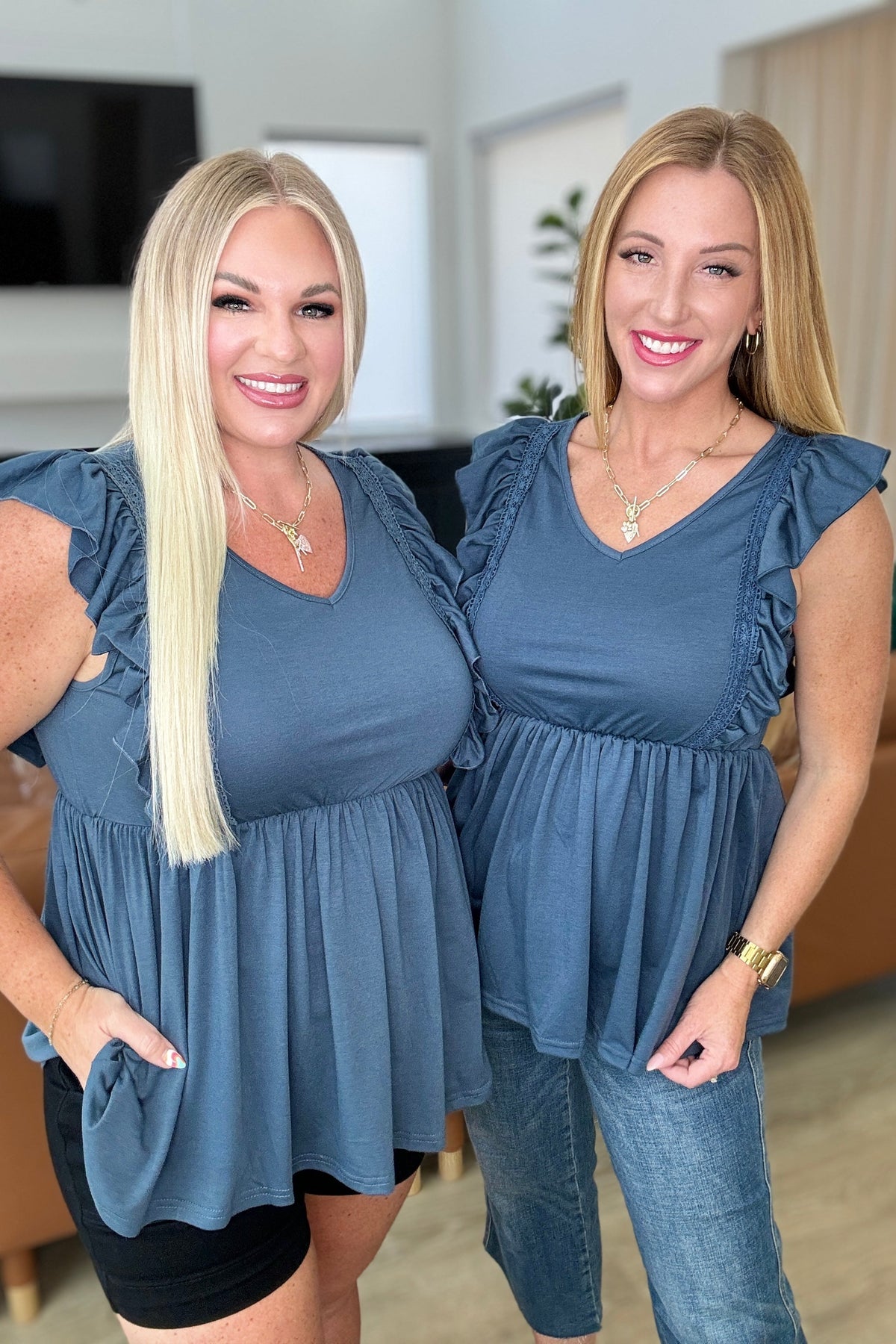 Before Now Ruffled Babydoll Top - Mack and Mav Boutique 