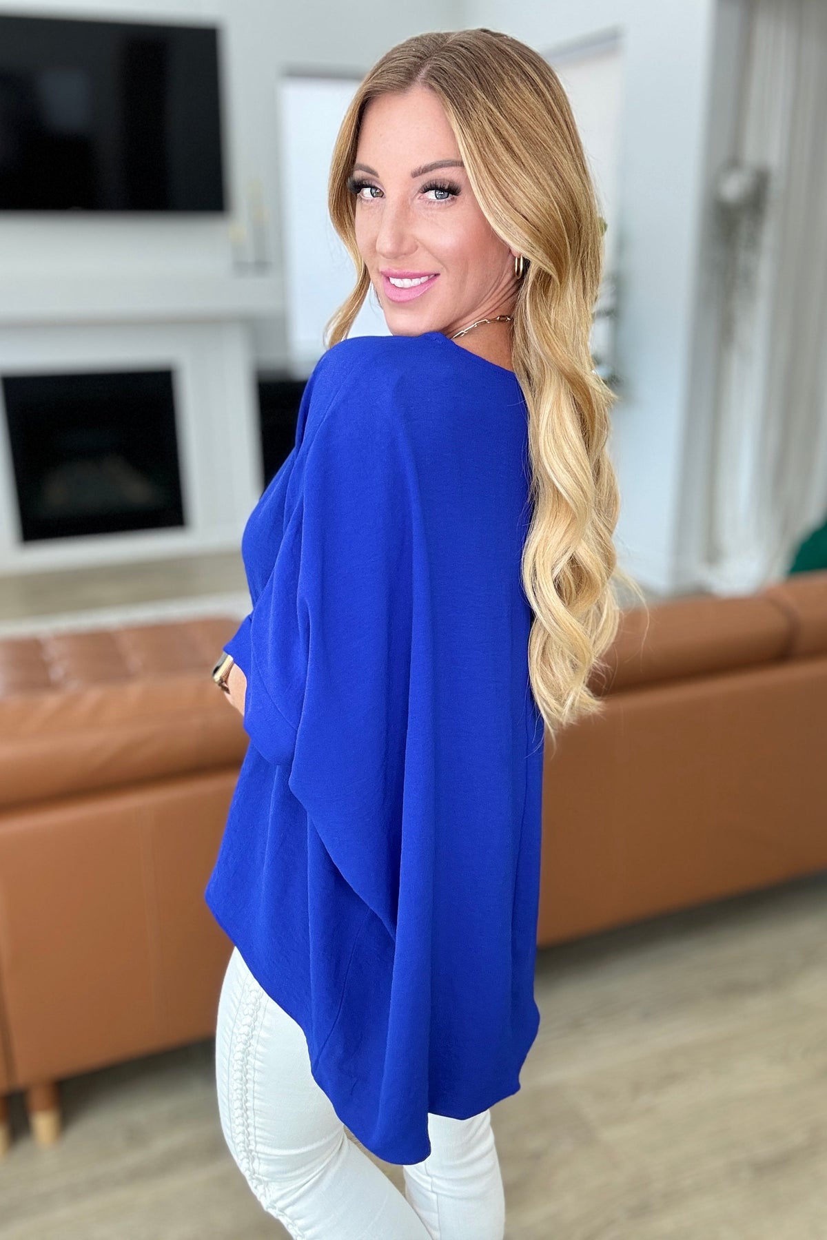 Feels Like Me Dolman Sleeve Top in Royal Blue - Mack and Mav Boutique 