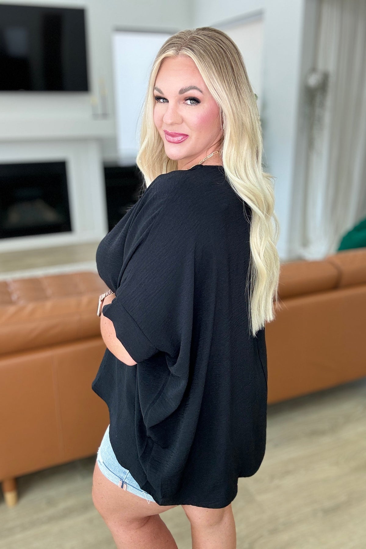 Feels Like Me Dolman Sleeve Top in Black - Mack and Mav Boutique 