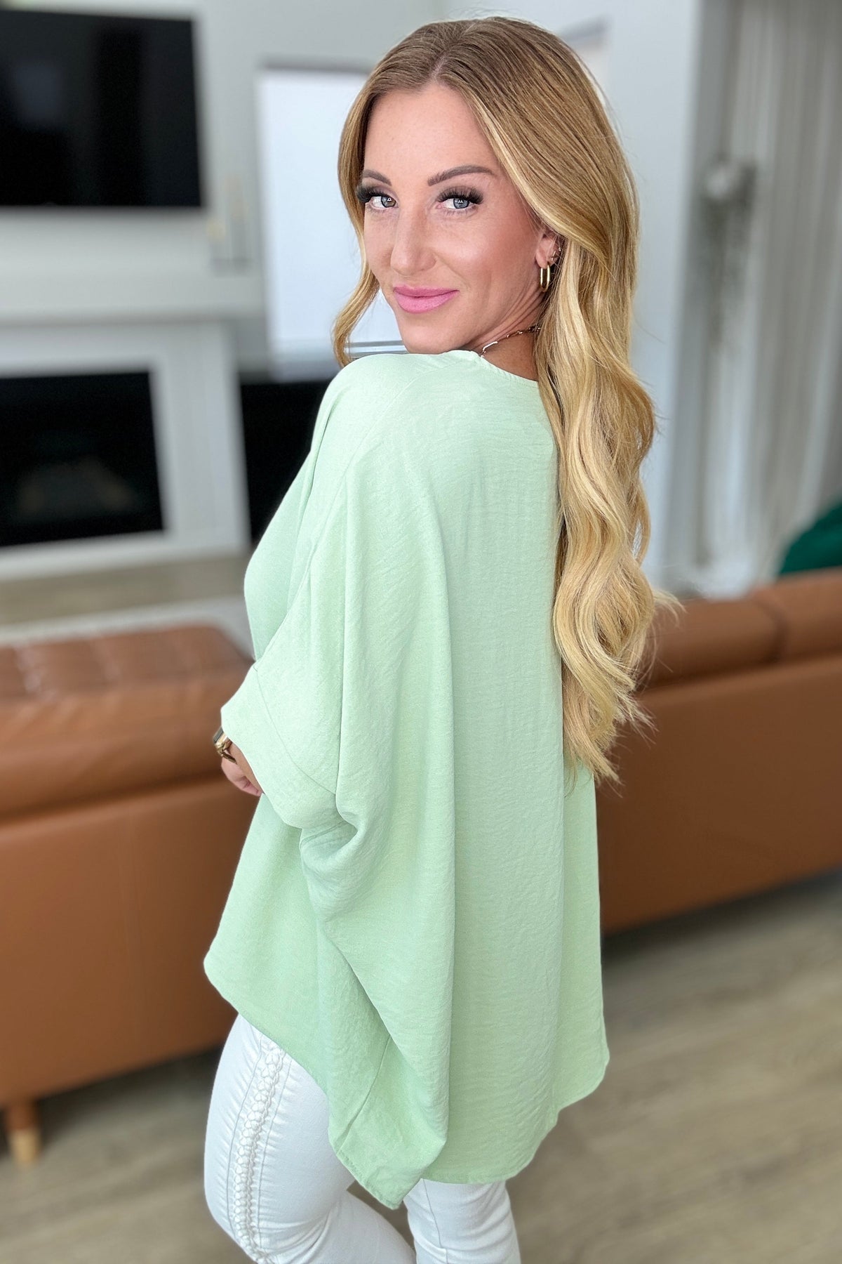 Feels Like Me Dolman Sleeve Top in Sage - Mack and Mav Boutique 