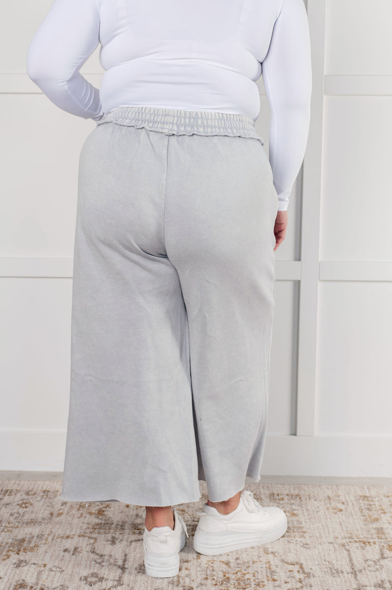 In or Out Wide Leg Cropped Pants in Light Grey