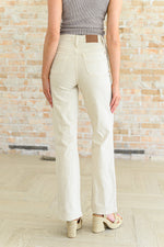 Selena High Rise Distressed 90's Straight Jeans in Bone