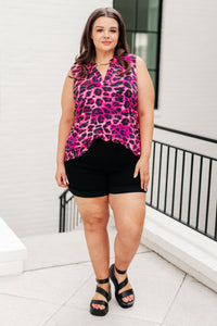 Lizzy Tank Top in Pink Multi Leopard - Mack and Mav Boutique 