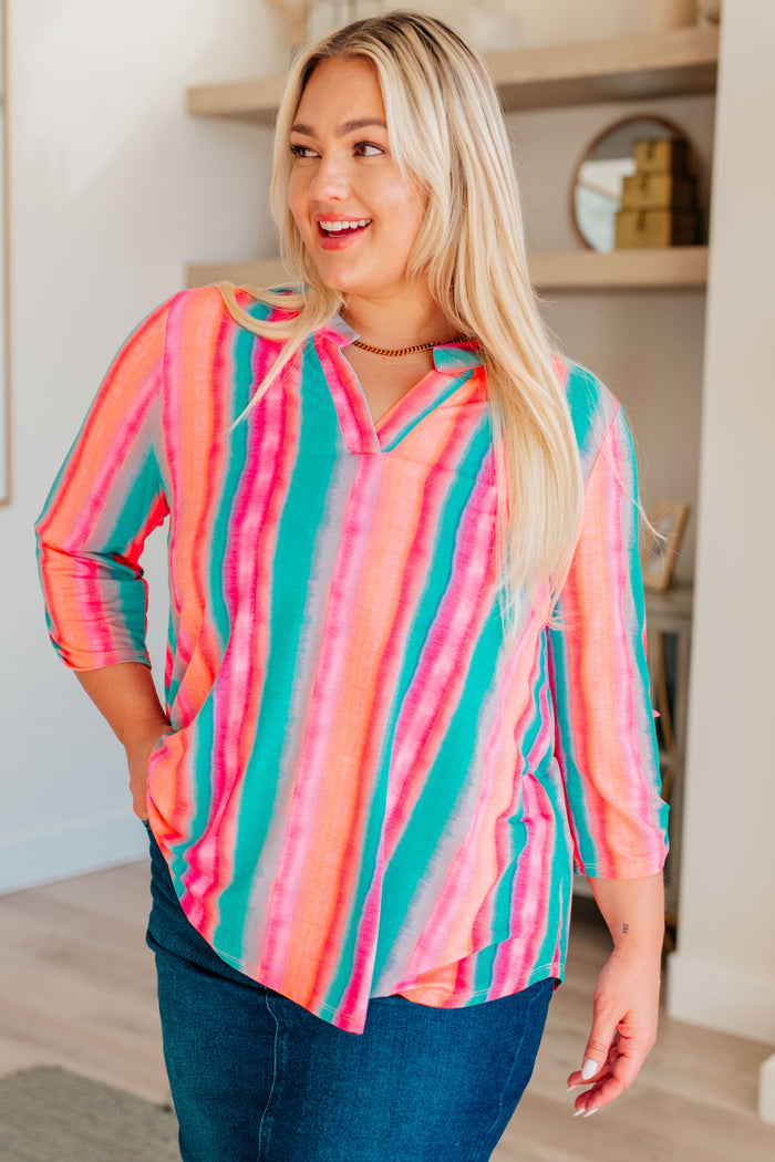 Lizzy Top in Ombre Mint Stripe - Mack and Mav Boutique 