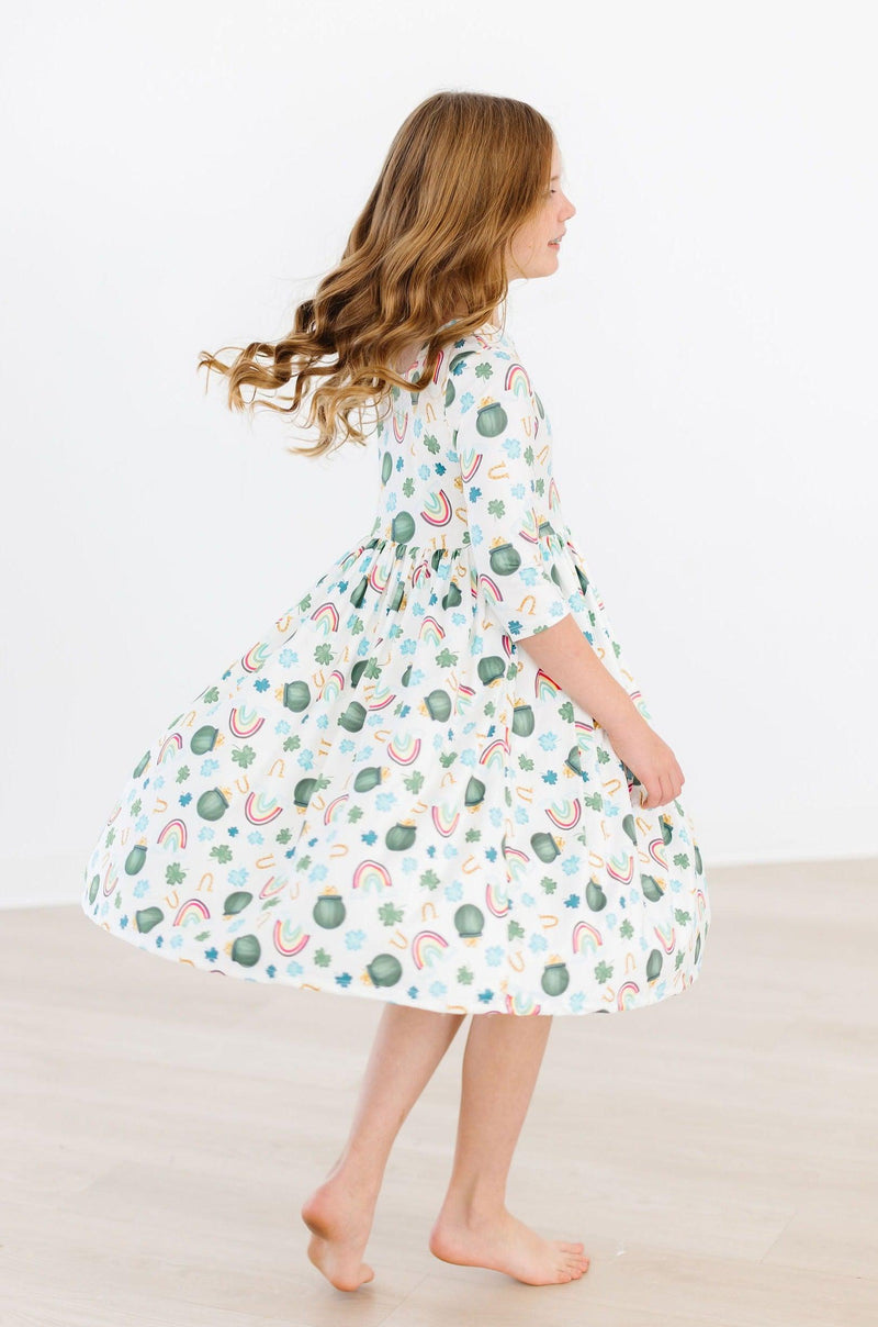 Luck of the Irish 3/4 Sleeve Pocket Twirl Dress