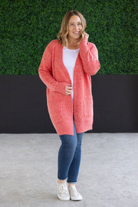 IN STOCK Madison Cozy Cardigan - Cherry Blush