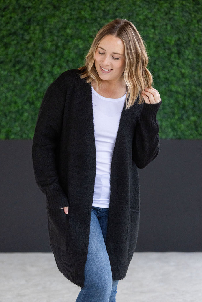 IN STOCK Madison Cozy Cardigan - Jet Black