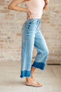 Olivia High Rise Wide Leg Crop Jeans in Medium Wash - Mack and Mav Boutique 