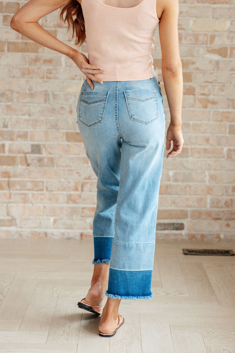 Olivia High Rise Wide Leg Crop Jeans in Medium Wash - Mack and Mav Boutique 