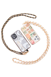 PU Leather Gold Chain Cell Phone Lanyard Set of 2 - Mack and Mav Boutique 