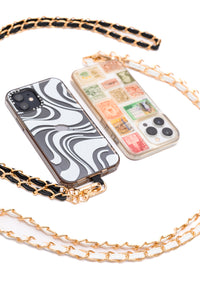 PU Leather Gold Chain Cell Phone Lanyard Set of 2 - Mack and Mav Boutique 