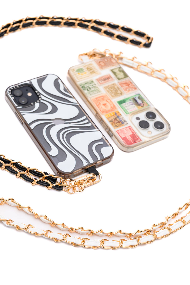 PU Leather Gold Chain Cell Phone Lanyard Set of 2 - Mack and Mav Boutique 