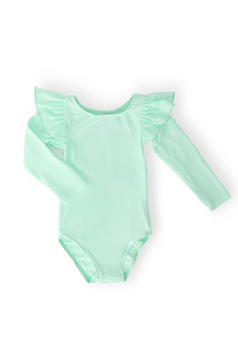 Pastel Green L/S Flutter Sleeve Leotard