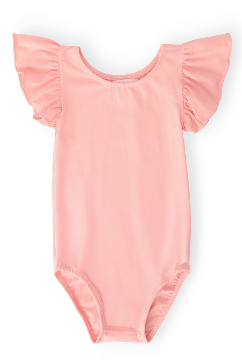 Peach S/S Flutter Sleeve Leotard