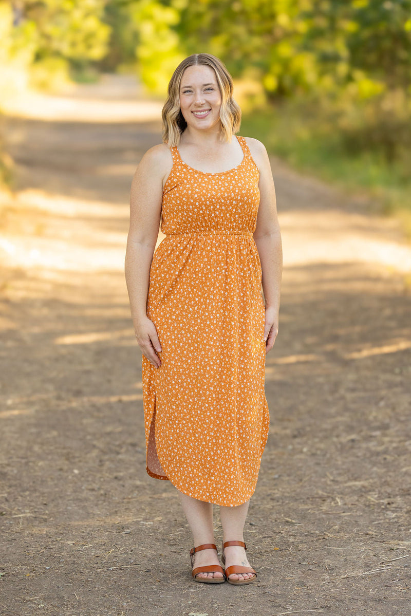 IN STOCK Reagan Ribbed Midi Dress - Pumpkin Floral | Women's Dress FINAL SALE