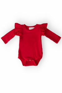 Red L/S Flutter Bodysuit