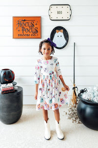 SALE Monster Mash 3/4 Sleeve Pocket Twirl Dress