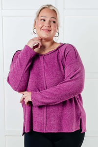 Simple Silhouette Brushed Hacci Sweater in Light Plum