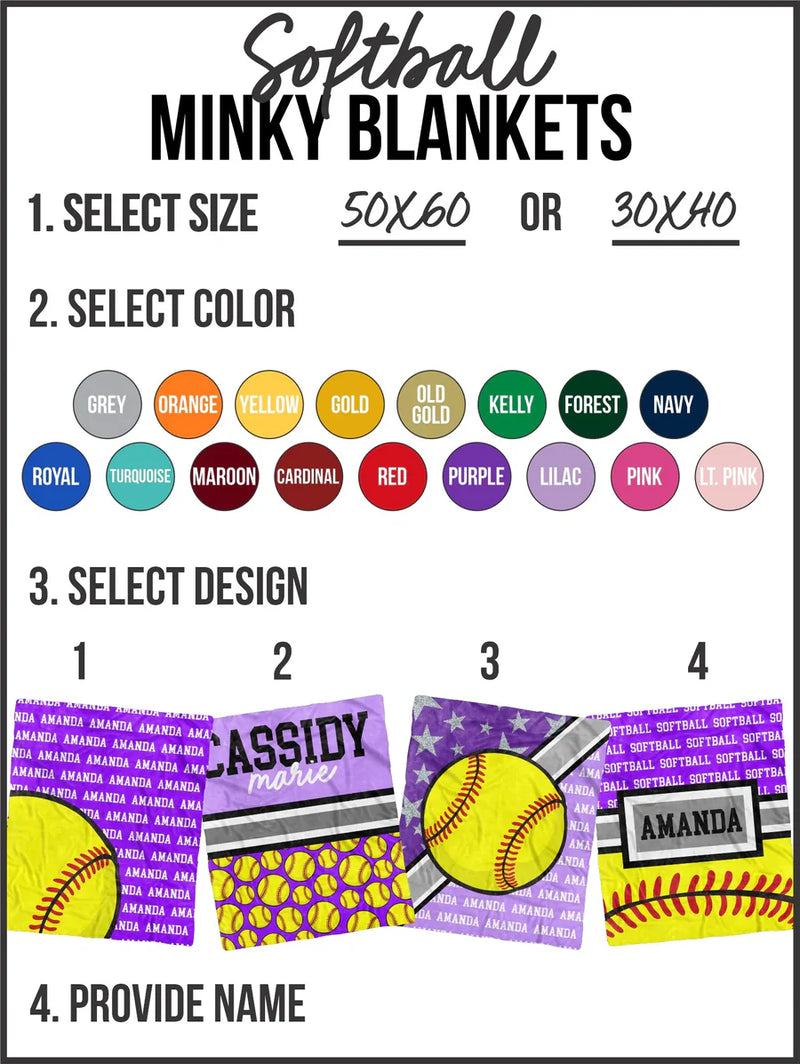 Softball Minky Custom Blanket