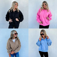 PREORDER: Laid Back Snap Button Pullover in Four Colors