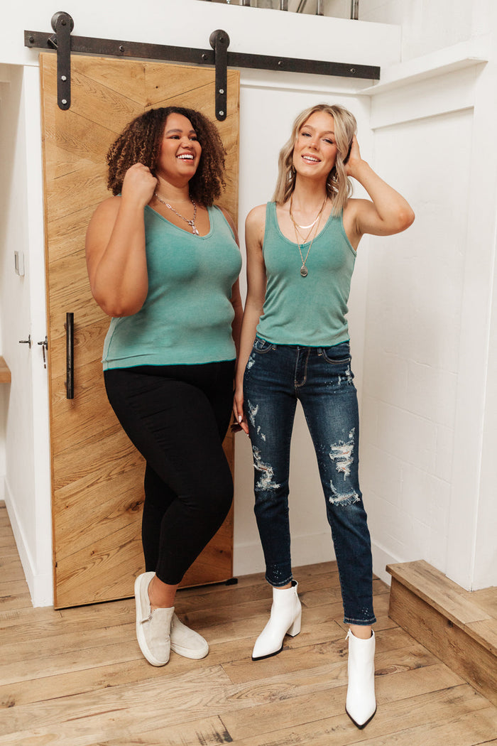 Stay Easy Tank In Aqua - Mack and Mav Boutique 