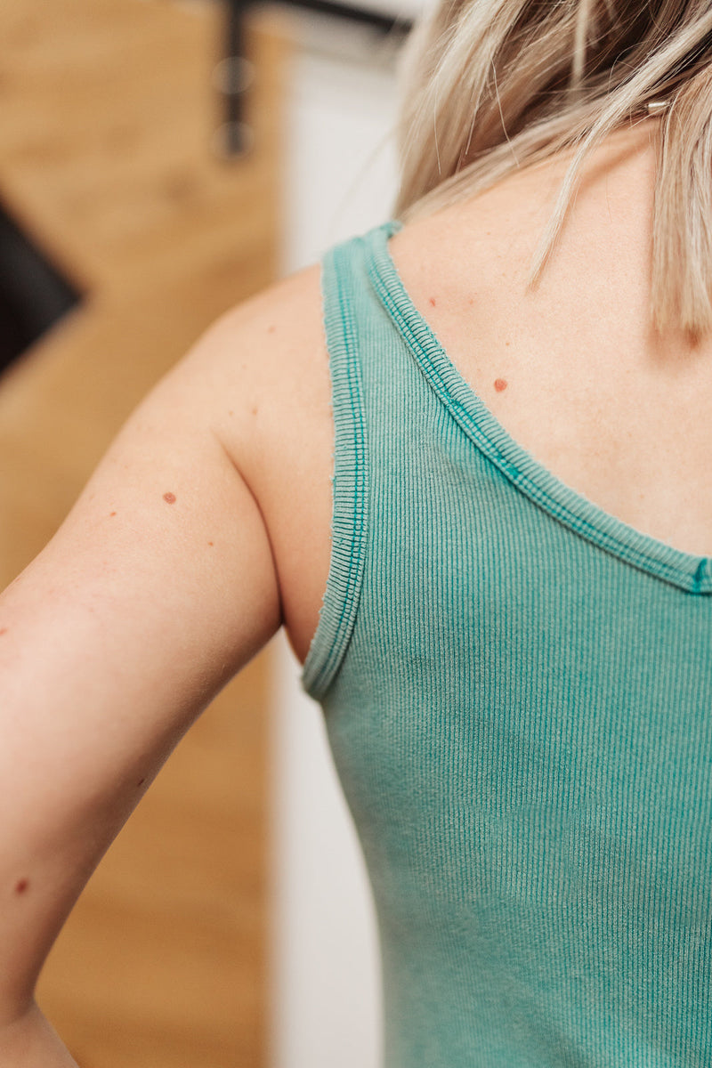 Stay Easy Tank In Aqua - Mack and Mav Boutique 