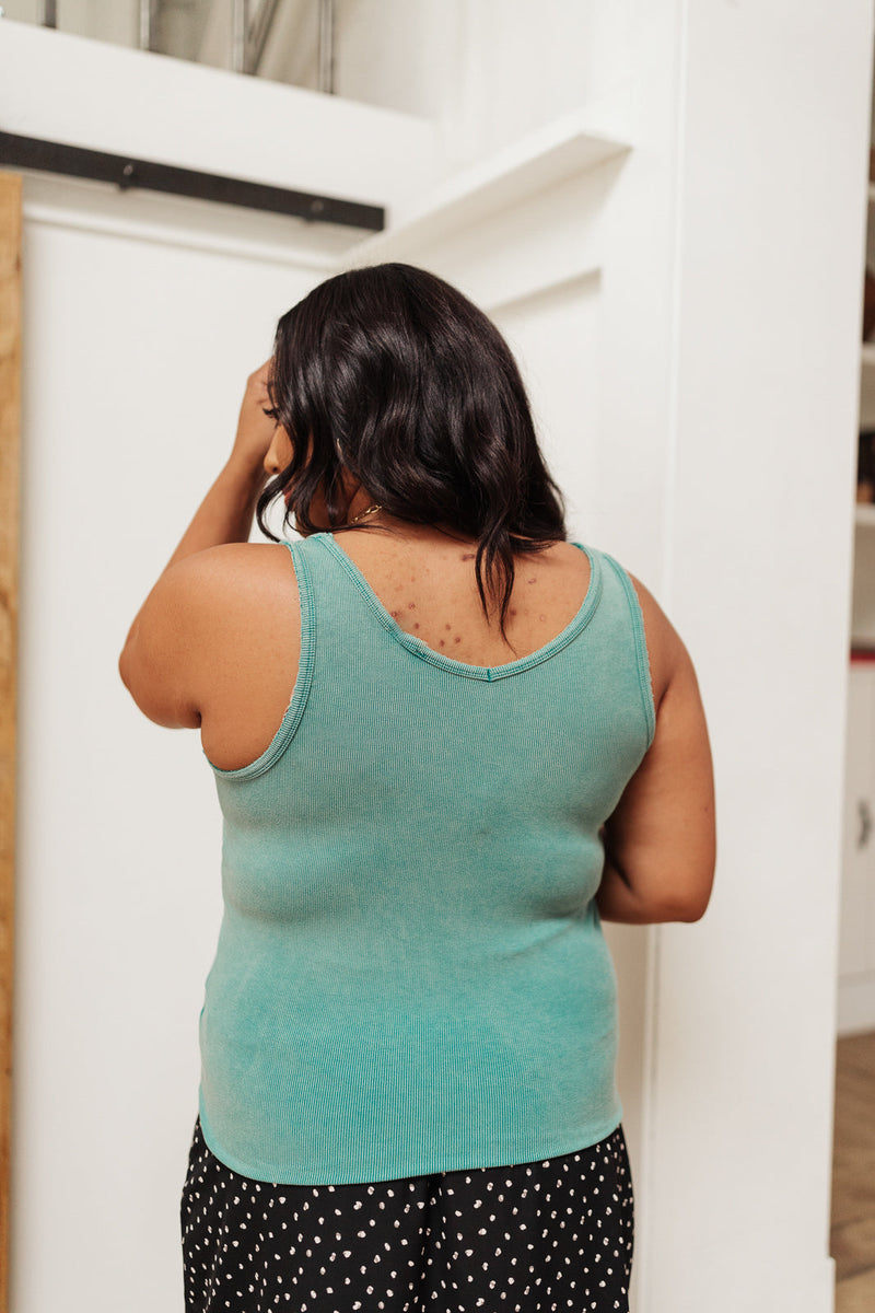 Stay Easy Tank In Aqua - Mack and Mav Boutique 