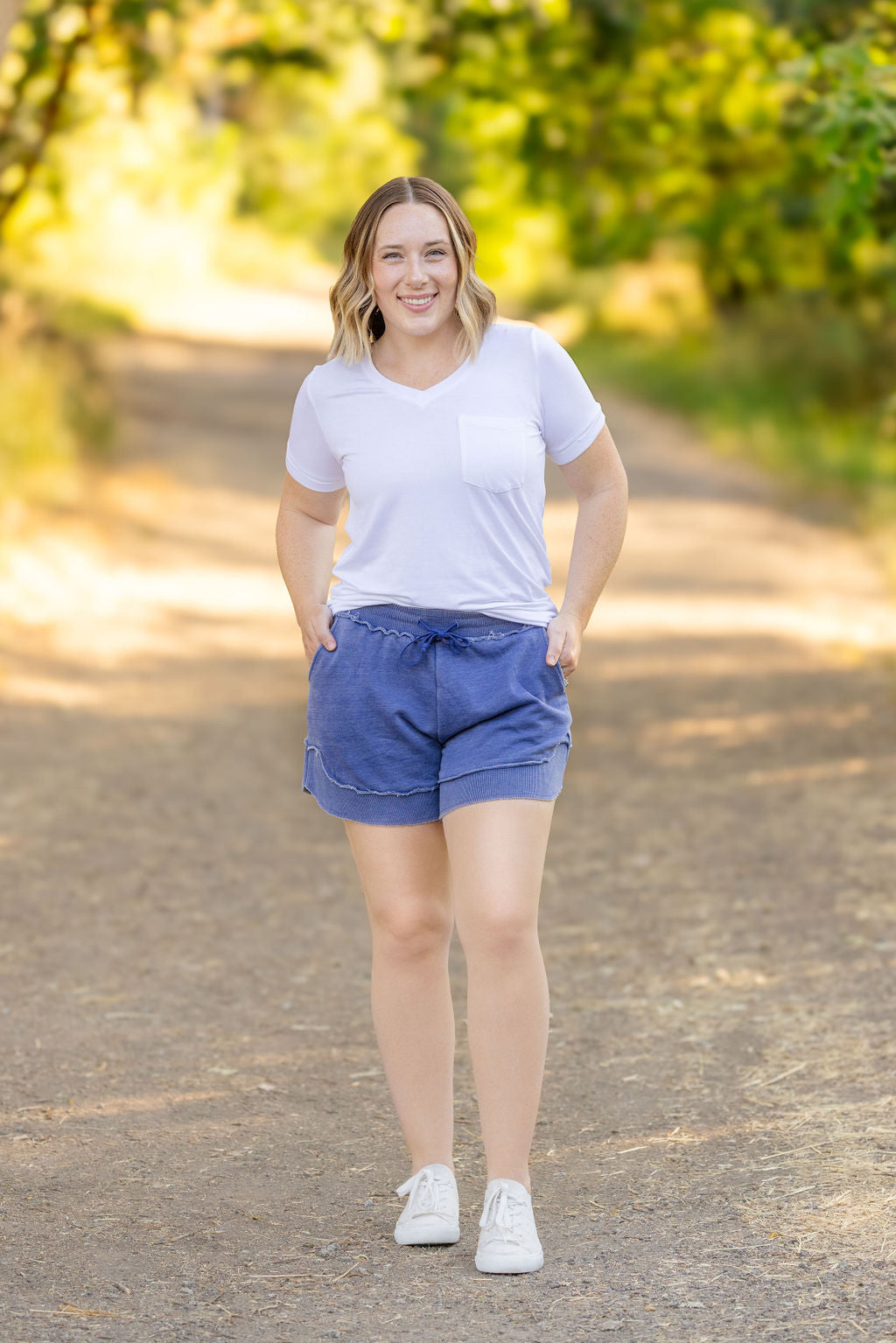 IN STOCK French Terry Stevie Shorts - Marlin Blue | Women's Casual Shorts