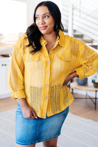 Sweeter Than Nectar Lace Button Down in Honey - Mack and Mav Boutique 