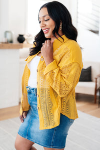 Sweeter Than Nectar Lace Button Down in Honey - Mack and Mav Boutique 