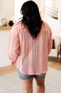 Sweeter Than Nectar Lace Button Down in Rose - Mack and Mav Boutique 