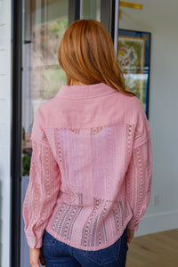 Sweeter Than Nectar Lace Button Down in Rose - Mack and Mav Boutique 