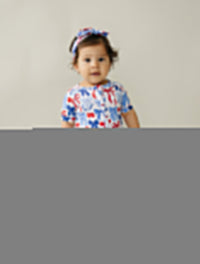 Bamboo Shorty Romper  | Red-White & Bows