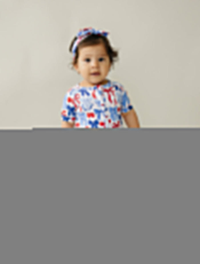Bamboo Shorty Romper  | Red-White & Bows