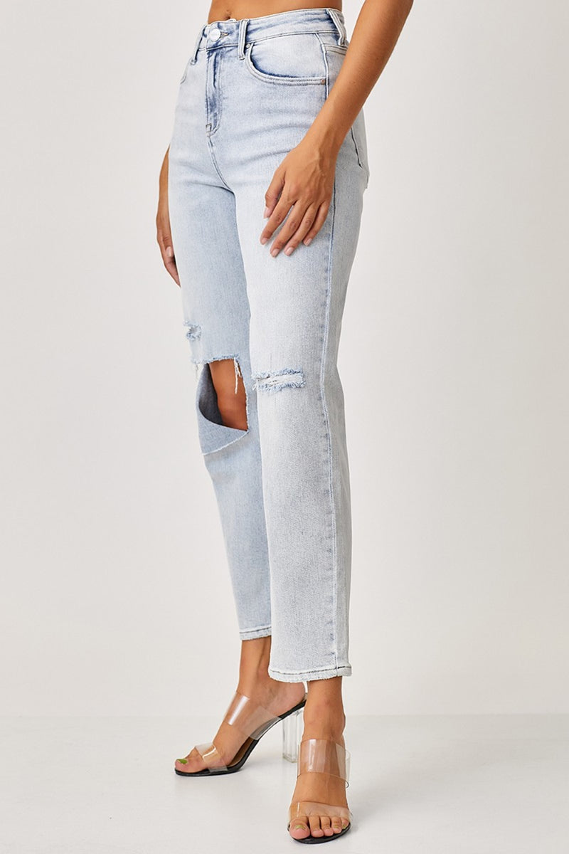 RISEN High Rise Distressed Relaxed Jeans - Mack and Mav Boutique 