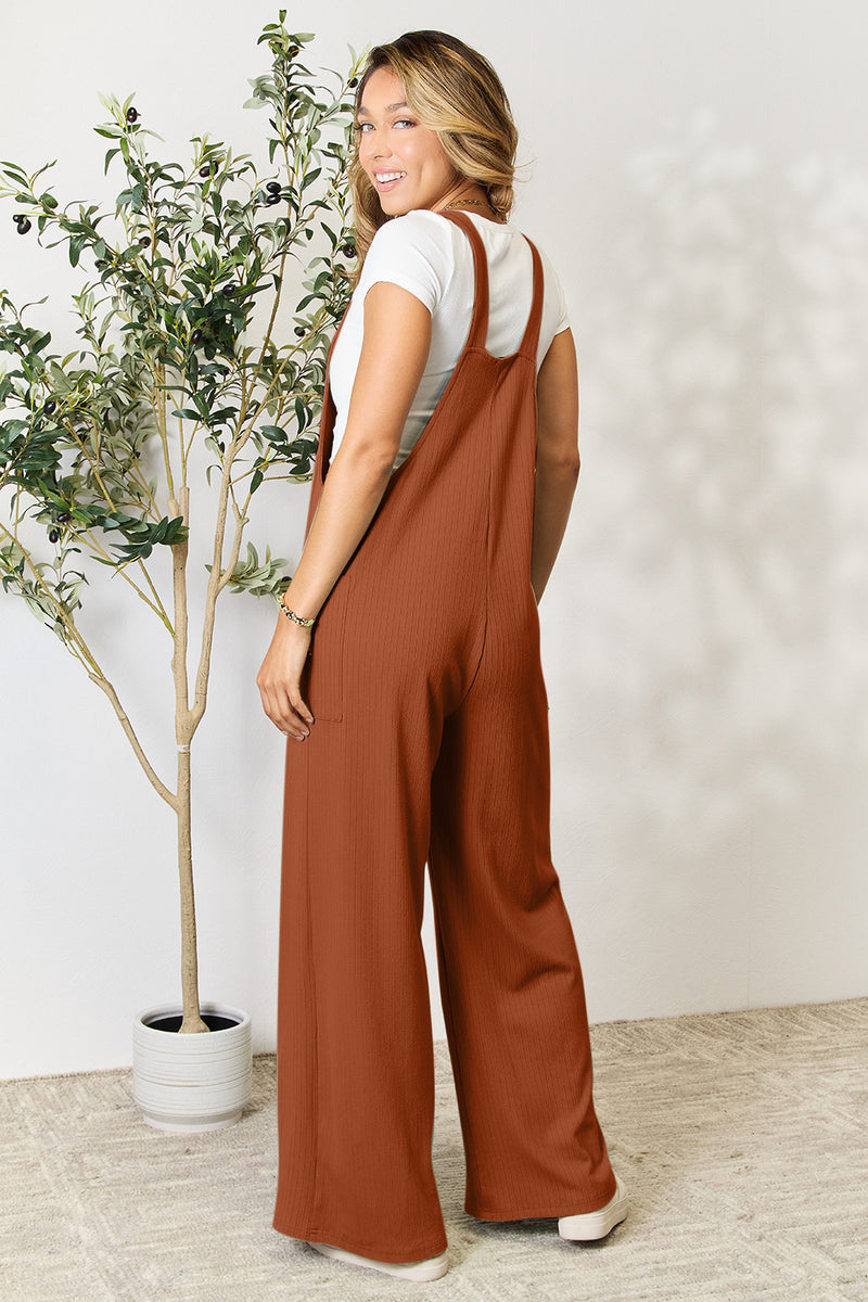 Double Take Full Size Wide Strap Overall with Pockets - Mack and Mav Boutique 