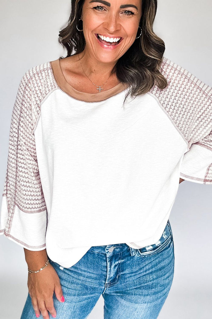 Striped Round Neck Raglan Sleeve Top