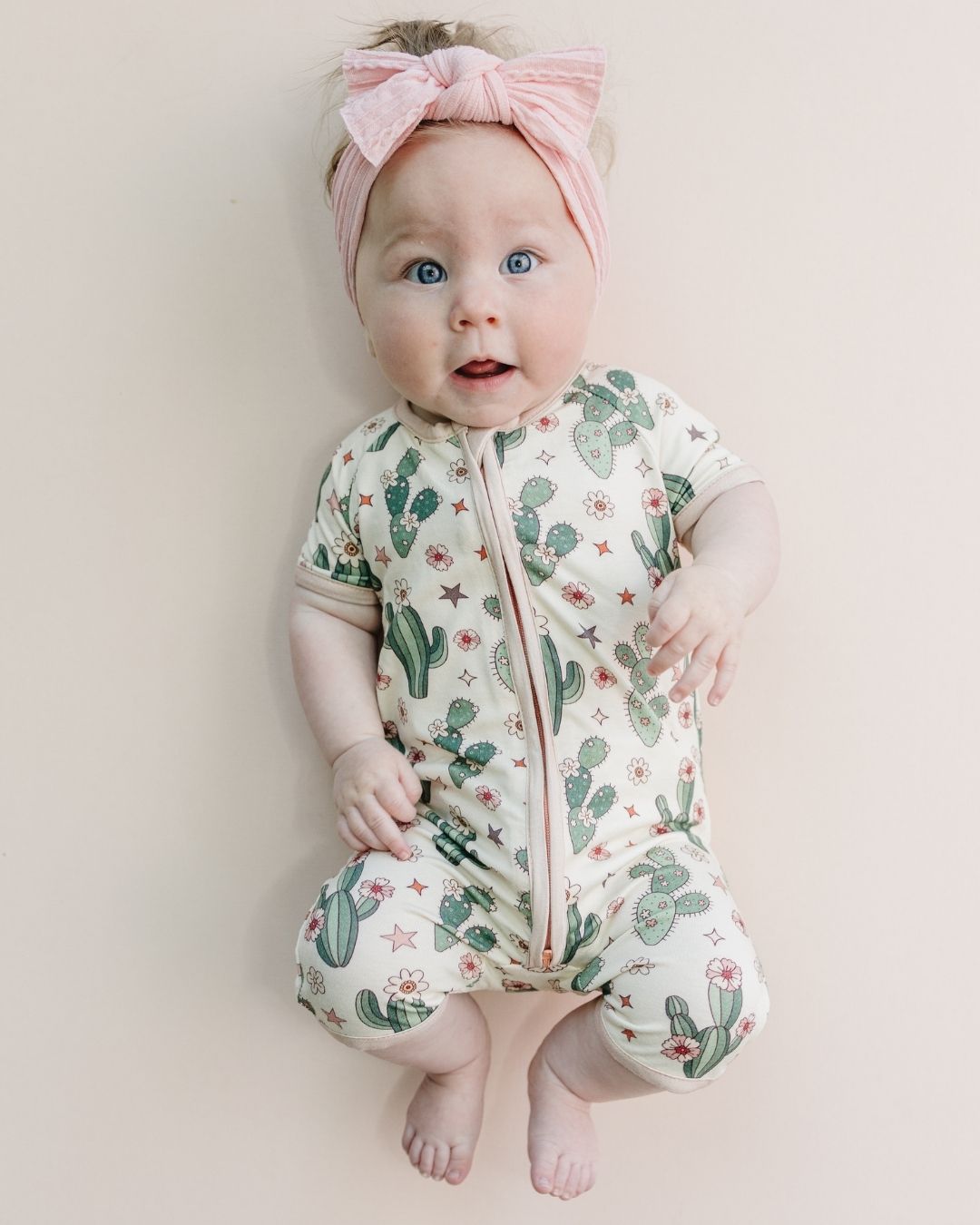 Bamboo Shorty Romper | Cactus Flowers