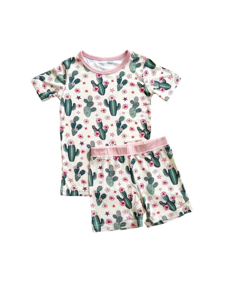 Bamboo Two Piece Shorts Set | Cactus Flowers