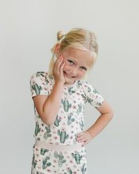 Bamboo Two Piece Shorts Set | Cactus Flowers