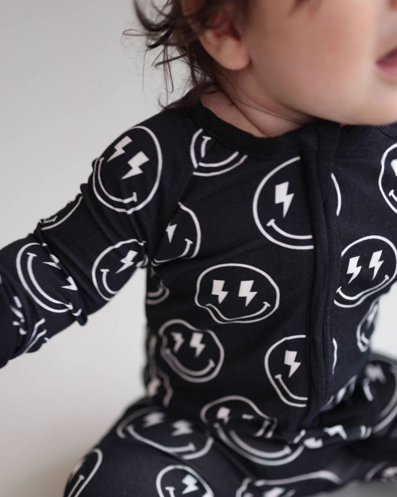 Bamboo Zip Romper | Electric Smiley